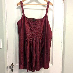 Eileen Fisher Maroon Red Silk Tussah Flowy Pintuck Lined Tank Top Sequins XL